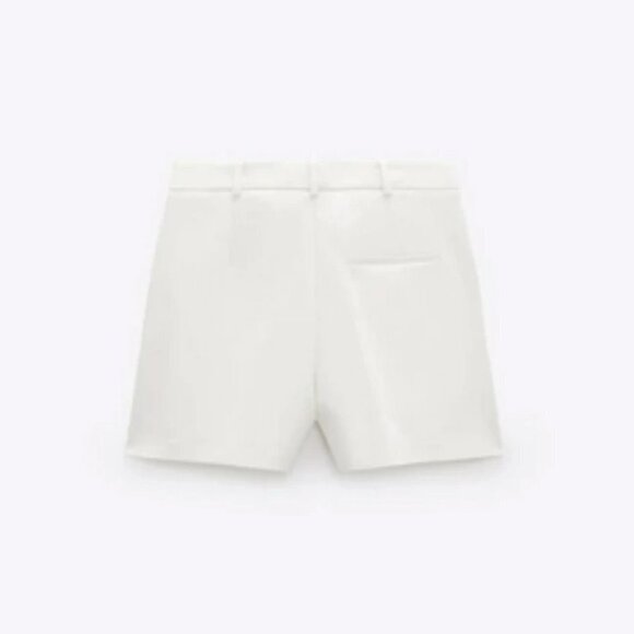 NWT Zara off-white ivory high waisted buttoned front tailored Bermuda shorts, L - Picture 6 of 11